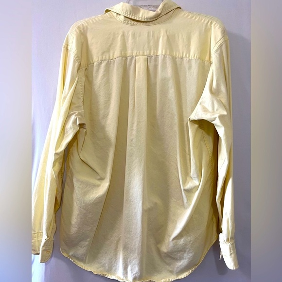 Lands End Mens Solid Yellow Long Sleeve Button Down Shirt Size Large - Picture 2 of 3